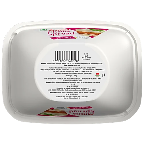 Amul Spicy Garlic Cheese Spread, 200 g Tub