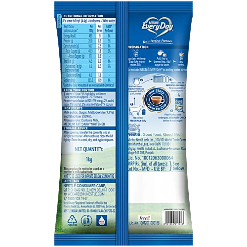 Nestle EveryDay Dairy Whitener, 1 kg (Pouch)