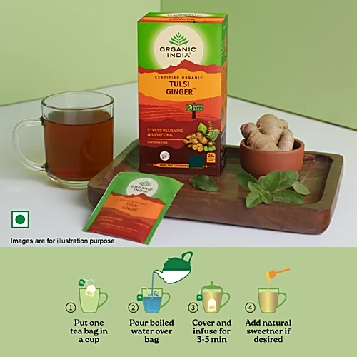 Organic India Tulsi Ginger Tea, 25 Bags