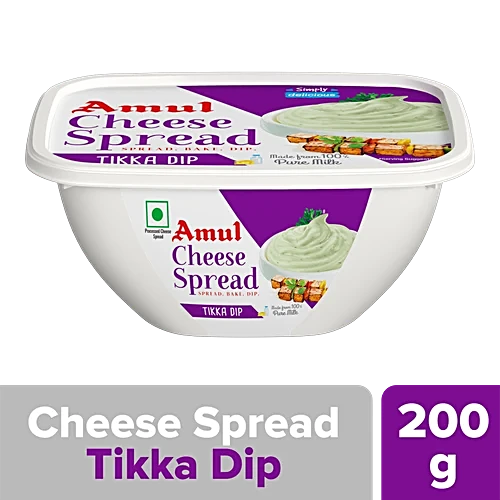 Amul Processed Cheese Spread - Tikka Dip, Made from Pure Milk, 200 g Tub