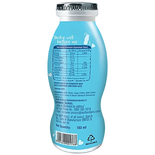 Mother Dairy Lassi - Sweet, 180 ml Bottle