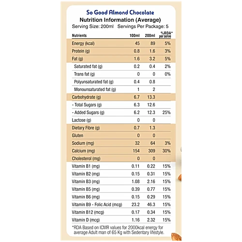 So Good Plant-Based Almond Beverage - Chocolate, 200 ml