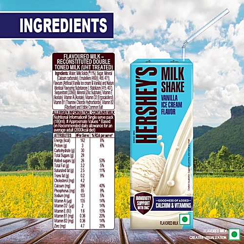 Hershey's Vanilla Ice Cream Flavor Milkshake, 180 ml
