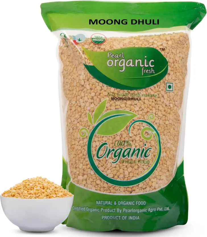 Pearl Organic Fresh Yellow Moong Dal, (Moong Dal Dhuli) 500 g