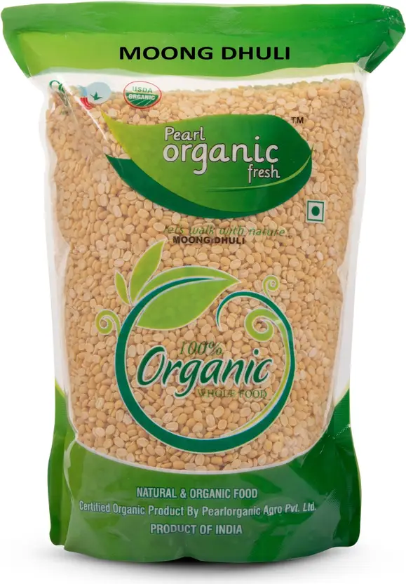 Pearl Organic Fresh Yellow Moong Dal, (Moong Dal Dhuli) 500 g