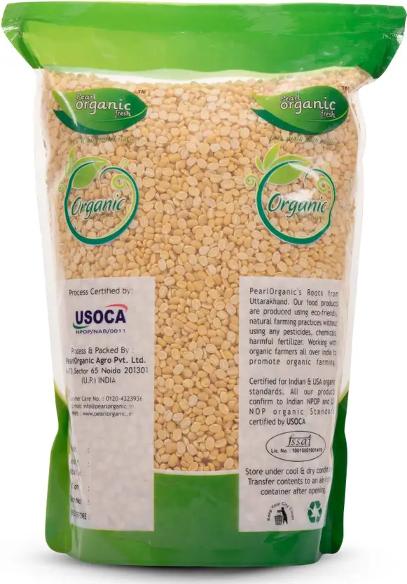 Pearl Organic Fresh Yellow Moong Dal, (Moong Dal Dhuli) 500 g