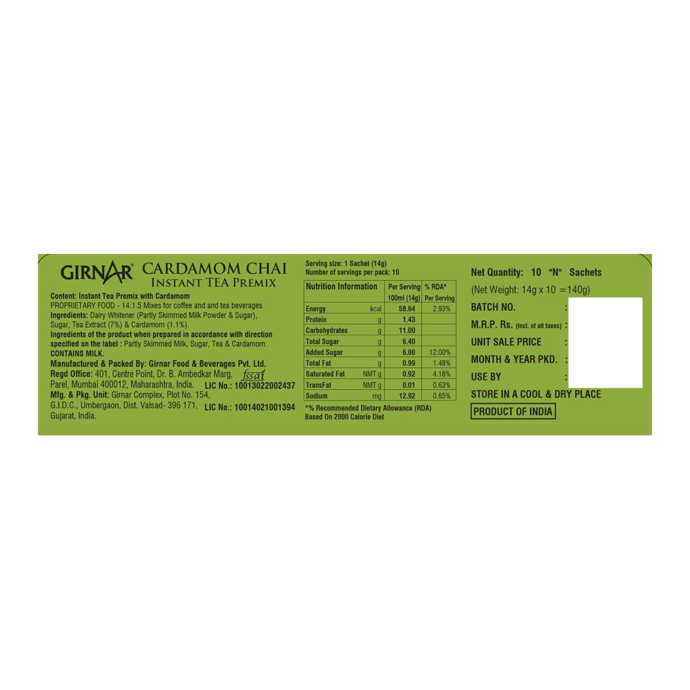 Girnar Instant Premix Cardamom (10 Sachets)