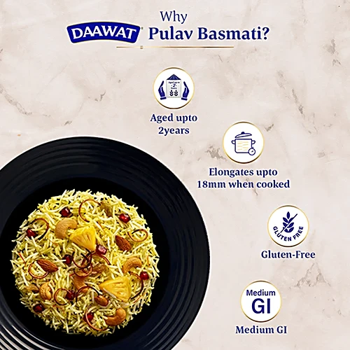 Daawat Pulav Basmati Rice, 5 kg