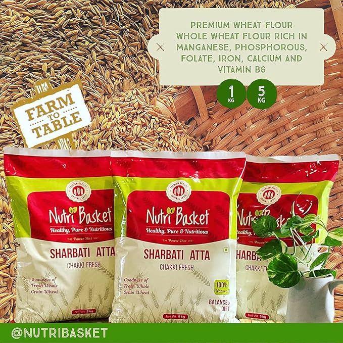 Nutri Basket Sharbati Wheat Flour, 1 kg