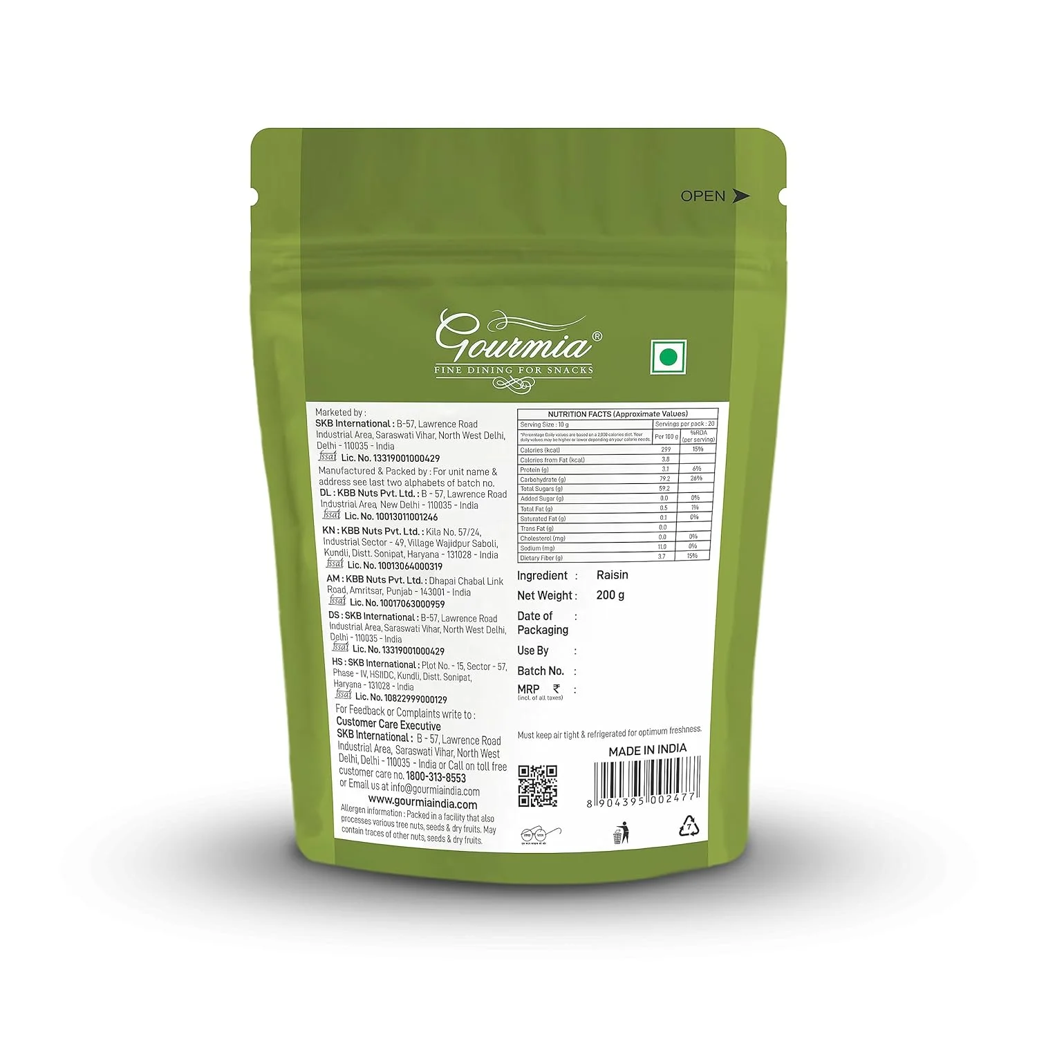Gourmia Indian Green Kishmish 200g