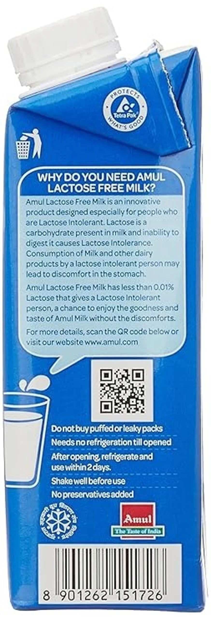 Amul Lactose Free Milk, 200 ml