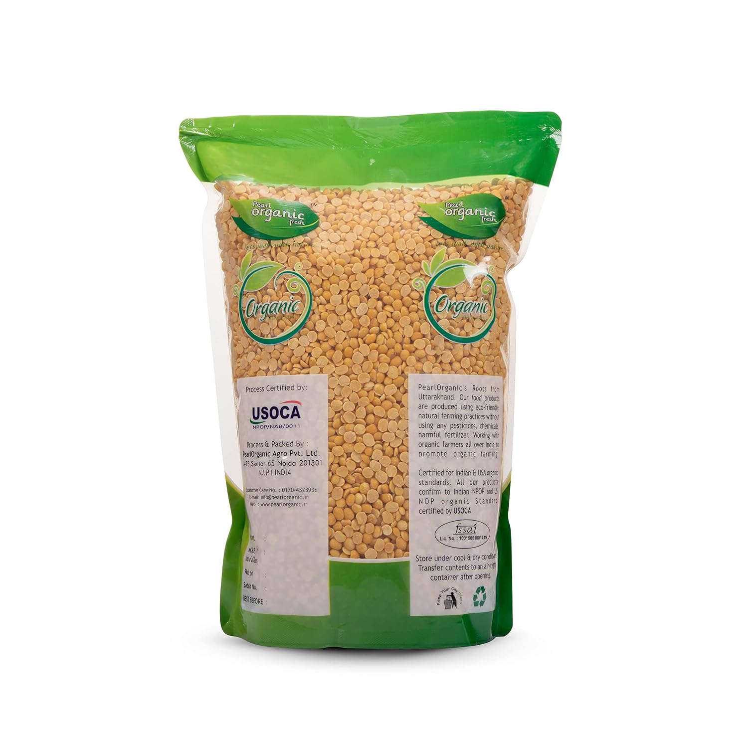Pearl Organic Fresh Organic Arhar Dal (Toor Dal), 500 g