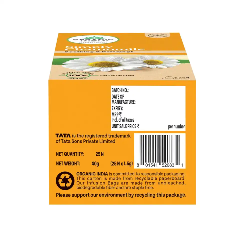 Organic India Simply Chamomile, 25 Tea Bags