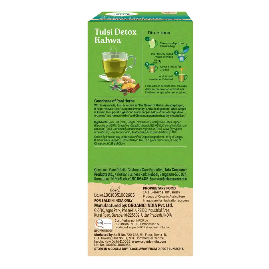 Organic India Tulsi Detox Kahwa, 25 Tea Bags,