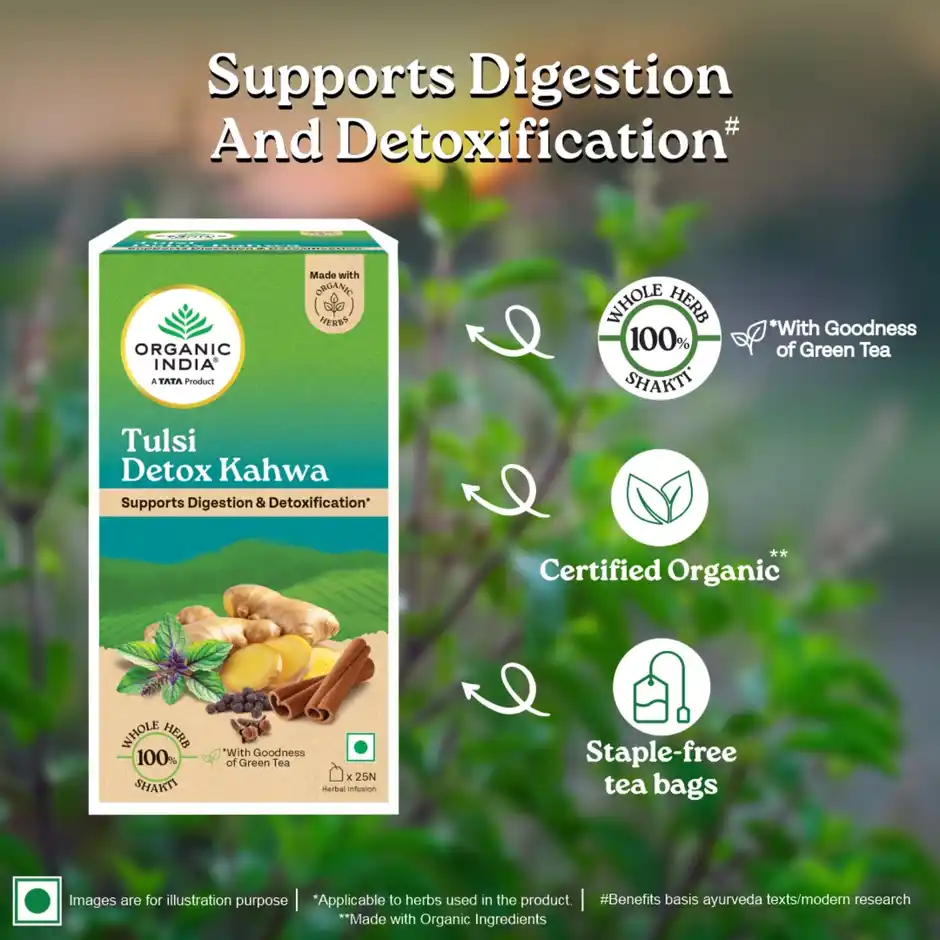 Organic India Tulsi Detox Kahwa, 25 Tea Bags,