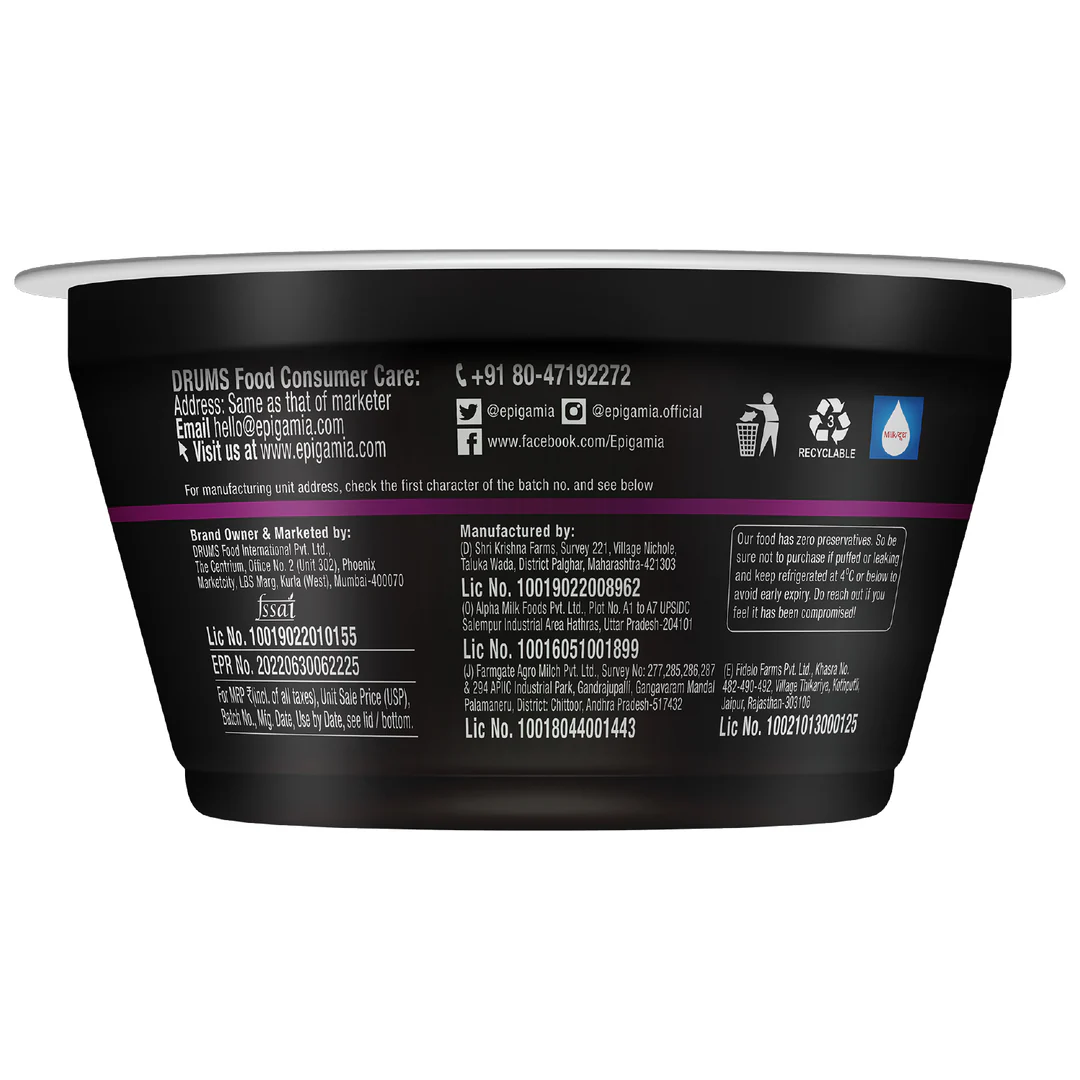 Epigamia turbo 15g protein yogurt, mixed berries, 140 g