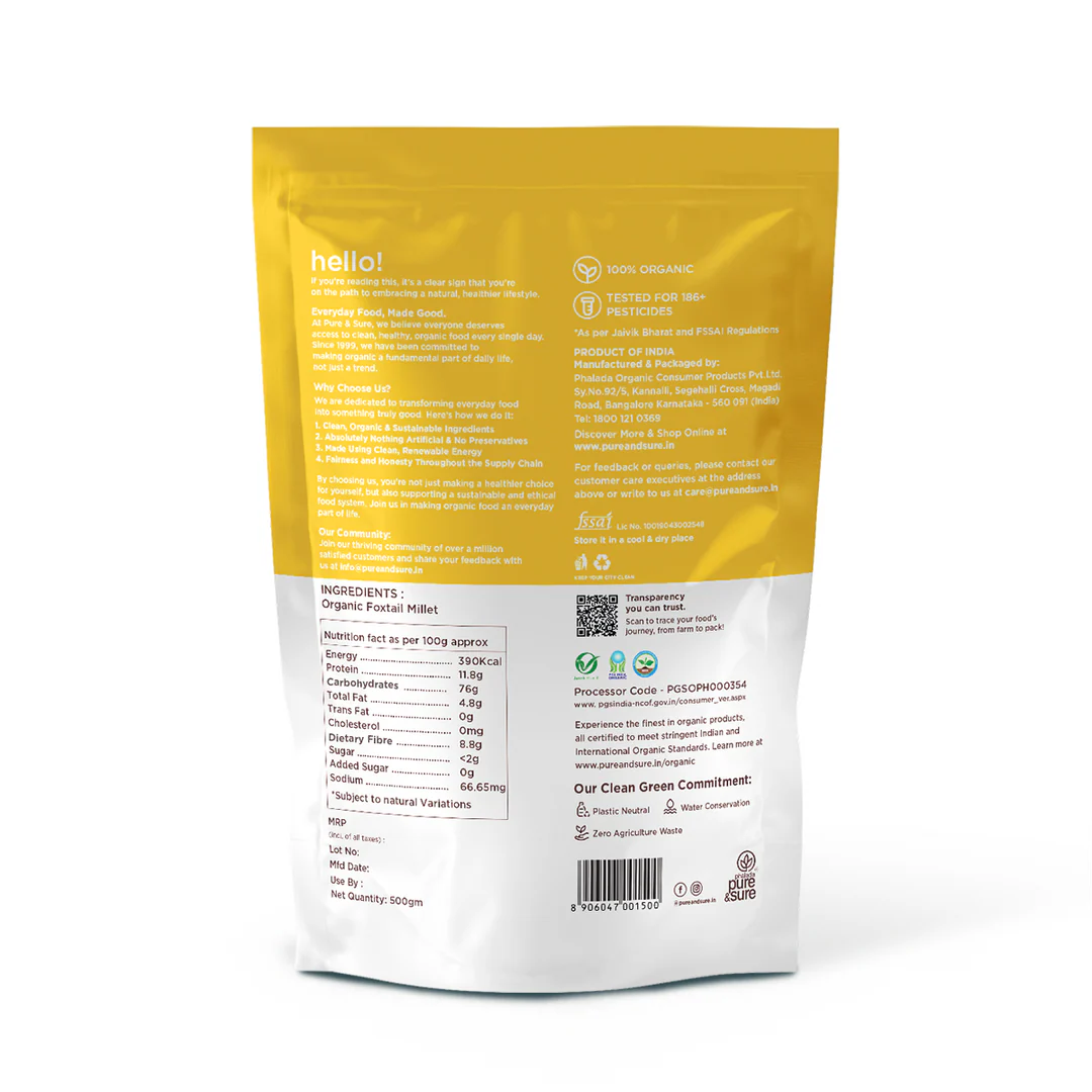Pure & Sure Organic Foxtail Millet, 500 g