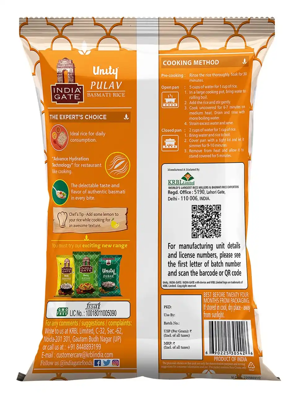 India Gate Unity Pulav Basmati Rice, 1kg