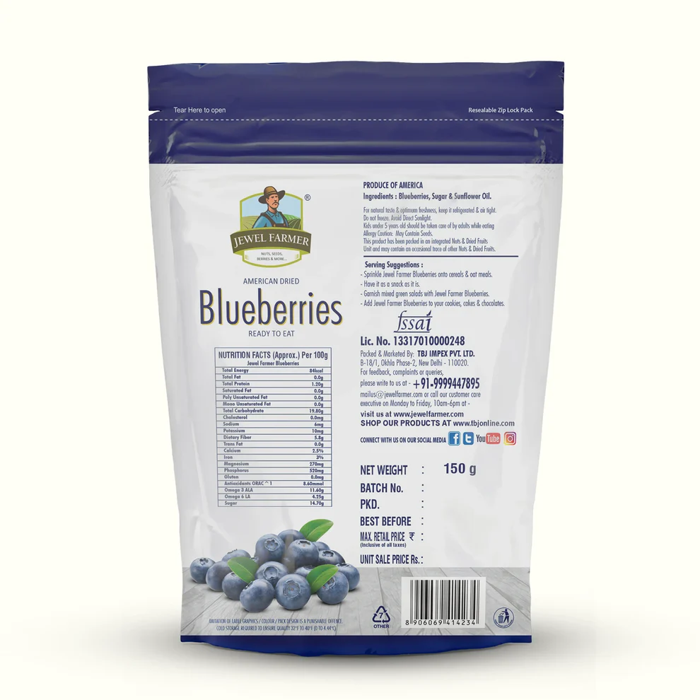 Jewel Farmer American Dried Blueberries - 150g