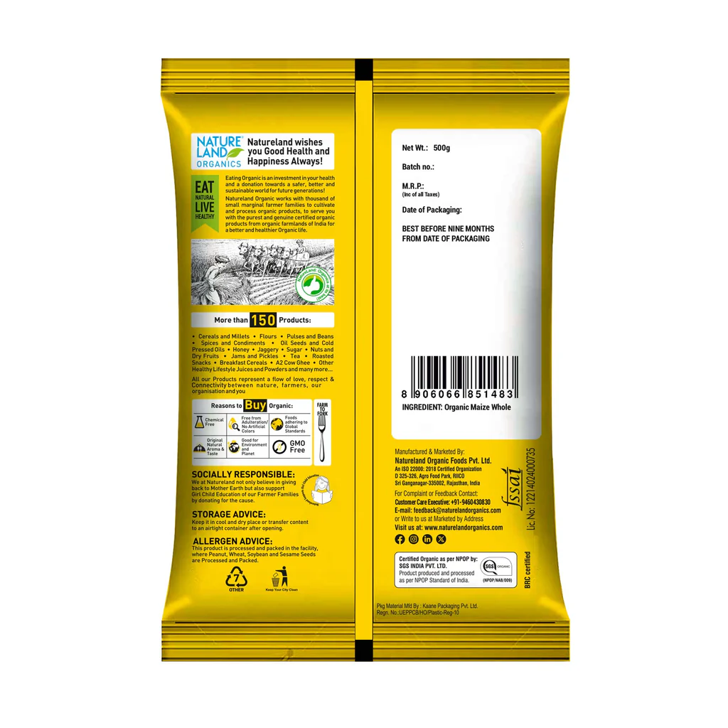 Natureland Organics Maize Flour, 500 g