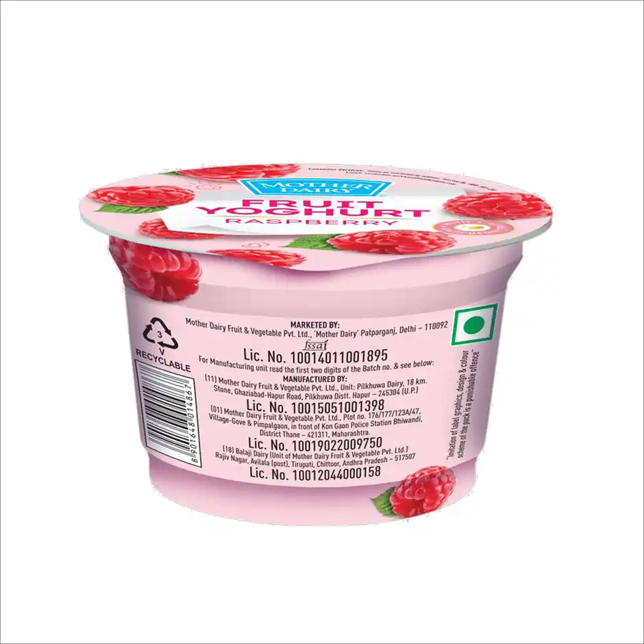 Mother Dairy Fruit Yoghurt- Raspberry, 100 g