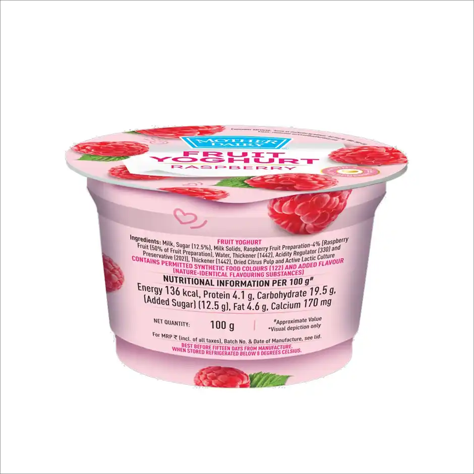Mother Dairy Fruit Yoghurt- Raspberry, 100 g