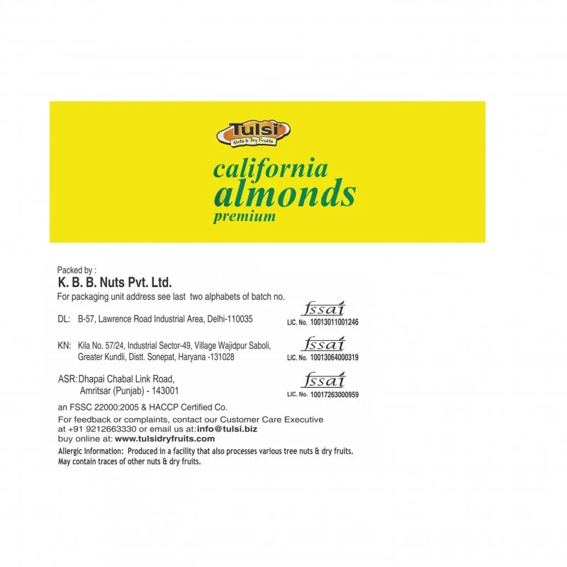 Tulsi California Almonds Premium 200g