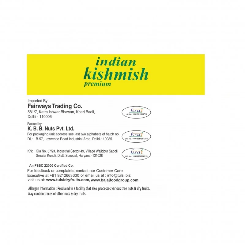Tulsi Indian Green Kishmish 200g
