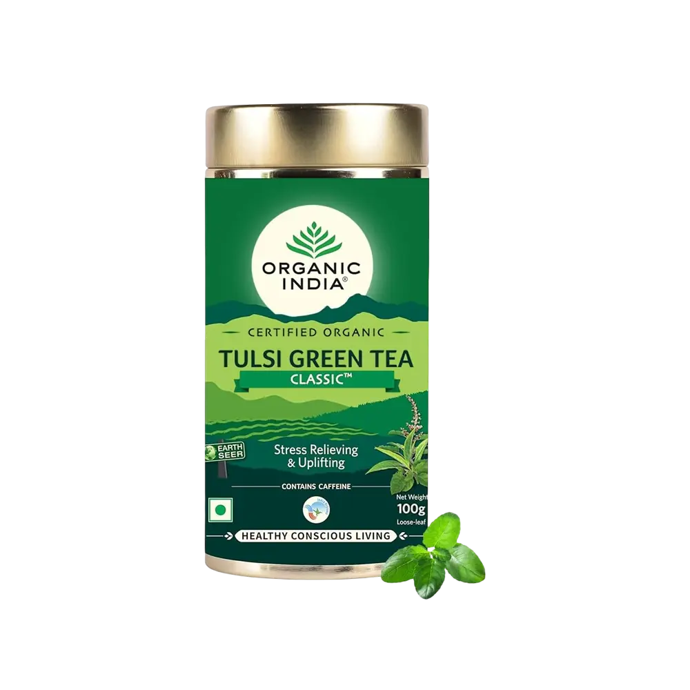 Organic India Tulsi Green & Herbal Tea for Detox & Wellness, 100 g