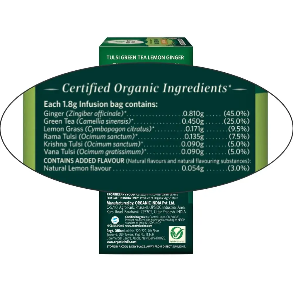 Organic India Tulsi & Lemon Ginger, 25 Bags