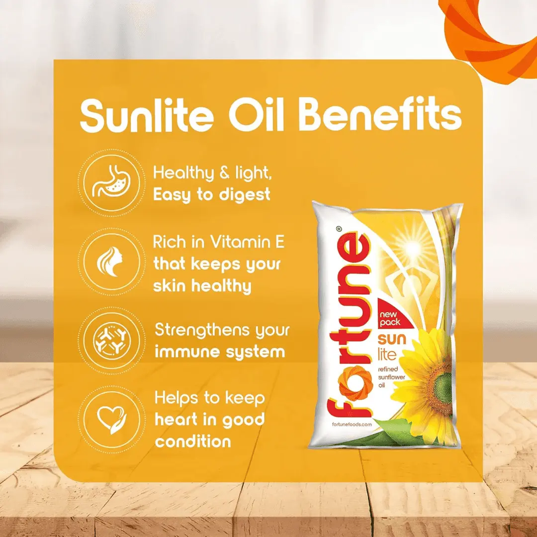 Fortune Sunlite Refined Sunflower Oil, 1 L