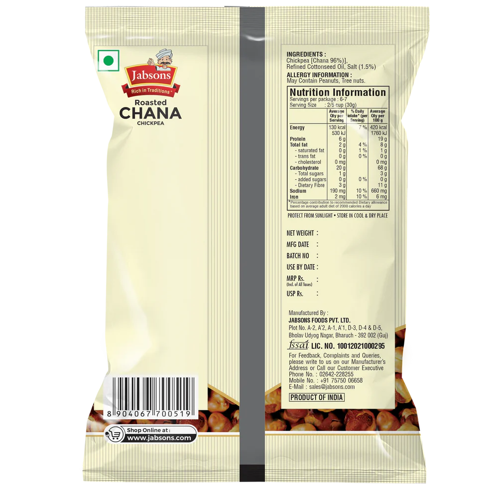 Jabsons Black Salted Roasted Chana, 200 g