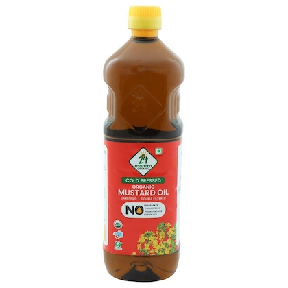 24 Mantra Organic Premium Cold Pressed Mustard Oil, 1 l