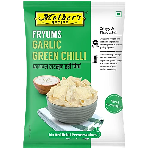Mother's Recipe Garlic Green Chilli Fryums, 75 g