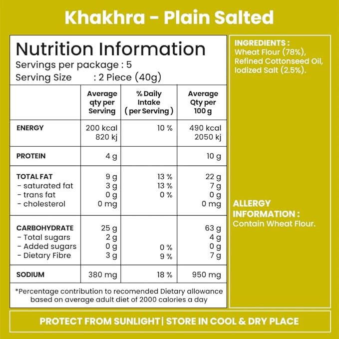 Jabsons Plain Salted Khakhra, 180 g