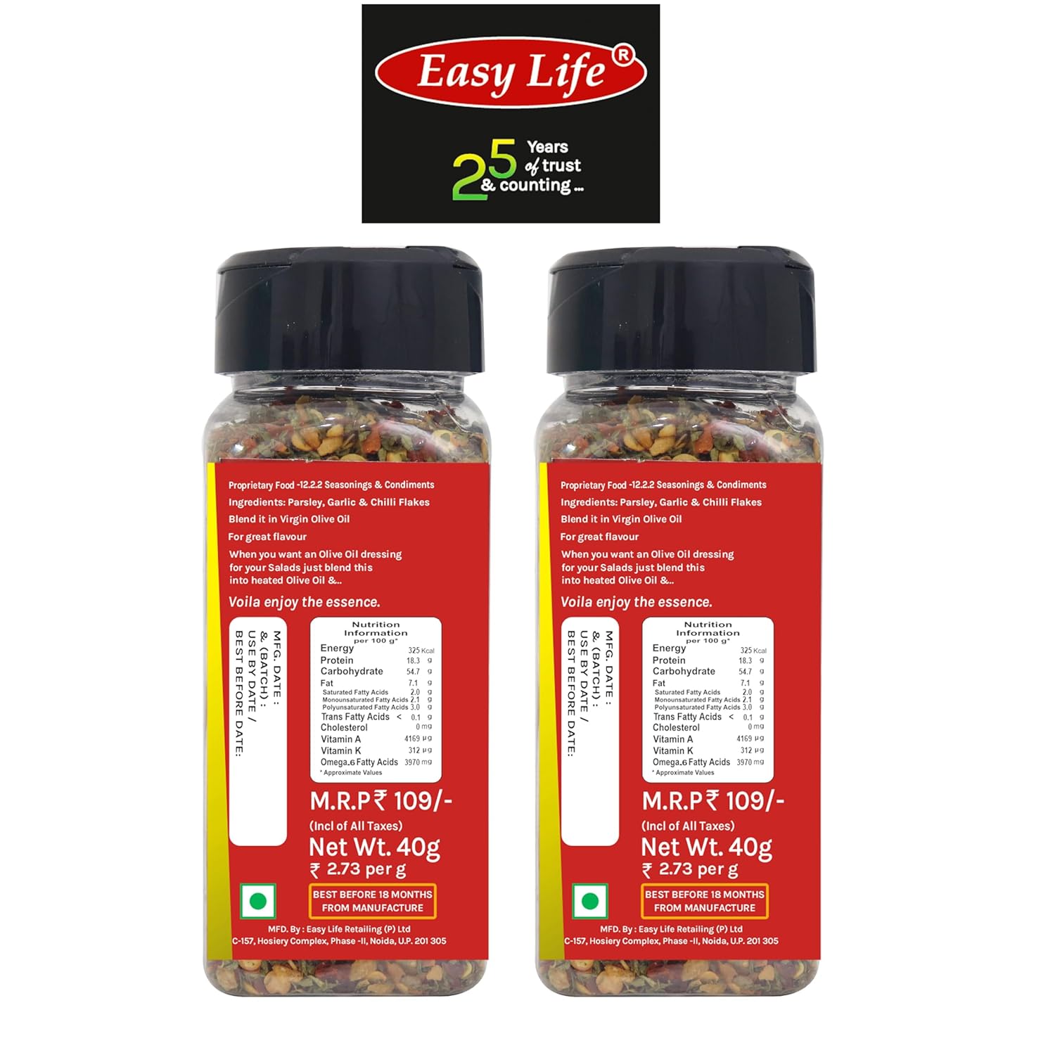 Easy Life Garlic & Chilli Seasoning, 40 g