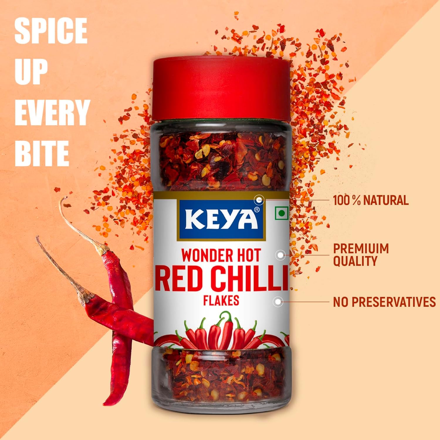 Keya Red Chilli Flakes, 40 g