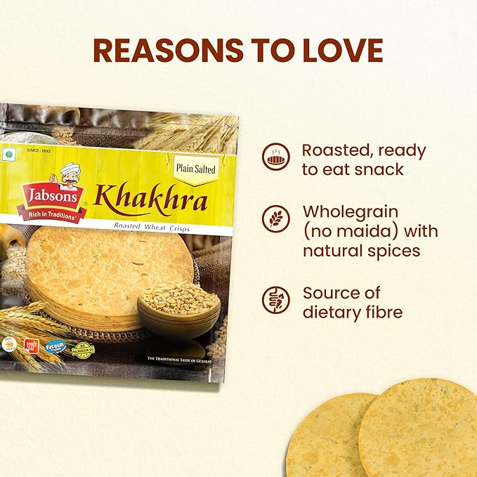 Jabsons Plain Salted Khakhra, 180 g