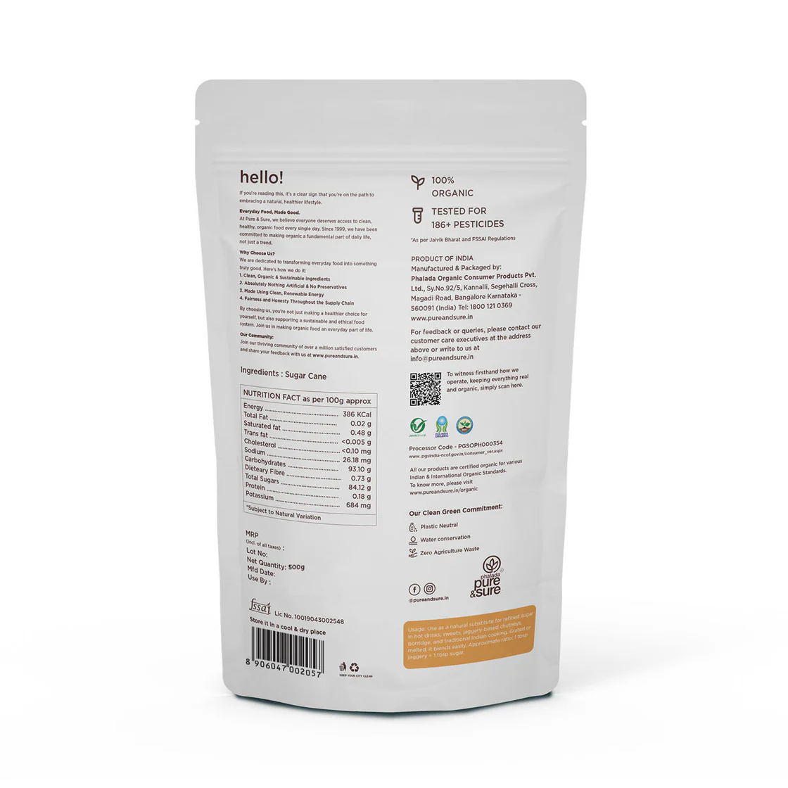 Pure & Sure Organic Jaggery Powder 500 g