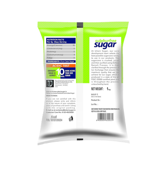 Uttam Sugar Sulphurless Sugar, 1kg