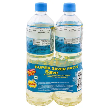 Sundrop SuperLite Advanced Refined Sunflower Oil, 1 L (Pack of 2)