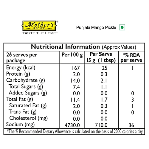 Mother's Recipe Punjabi Mango Pickle, 400 g