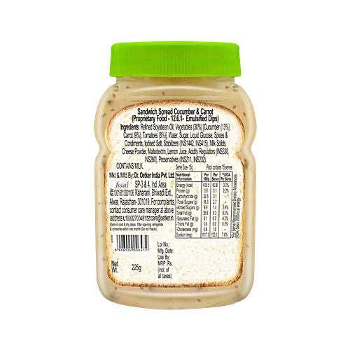 Dr.Oetker FunFoods Veg Cucumber & Carrot Sandwich Spread, 225 g