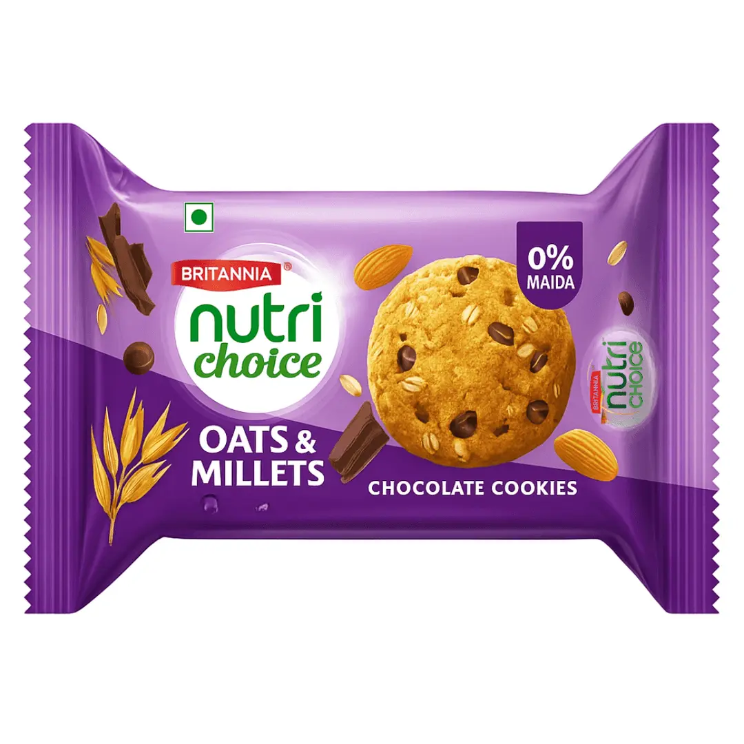 Britannia Nutri Choice Oats Chocolate & Almond Cookies, 66.6 g