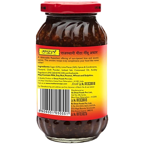 Mother's Recipe Pickle Rajasthani Sweet Lime, 500 g