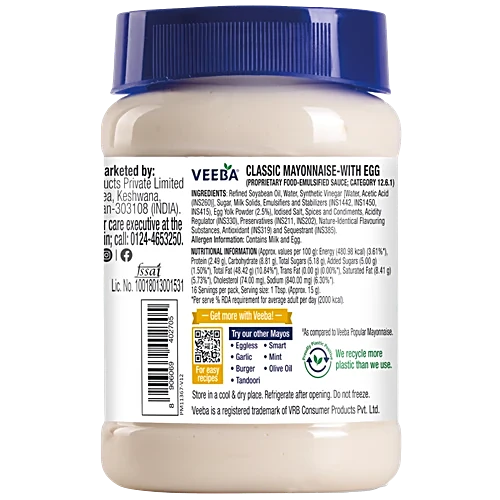 Veeba Classic Mayonnaise With Egg, 250 g
