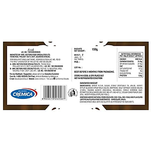 Cremica Chocolate Creme Biscuits, 46 g