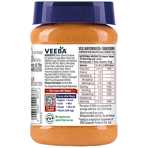 Veeba Tandoori Veg Mayonnaise, 250 g