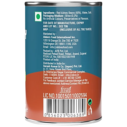 Abbies Red Kidney Beans in Brine, 400 g