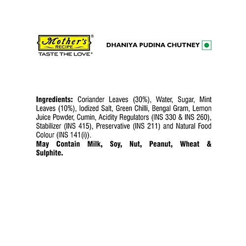 Mother's Recipe Dhania Pudina Chutney, 200 g Pouch